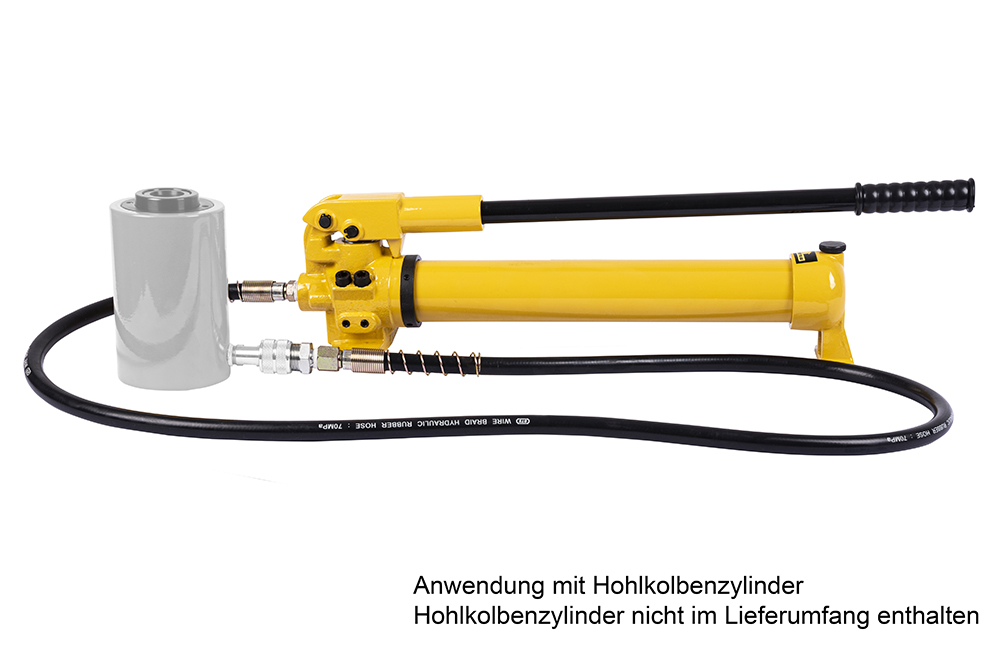 Anwendungsfoto über Anschluss von Hydraulikpumpe an Hohlkolbenzylinder