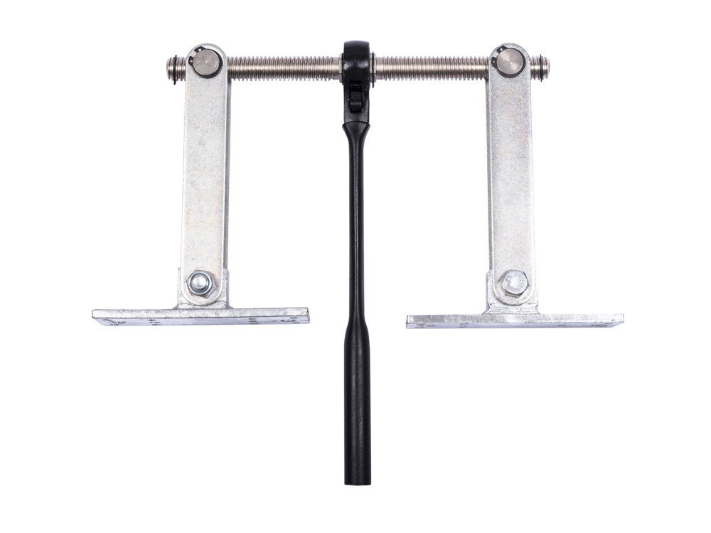 Balkenzug mit Ratsche und Gewindestange mit 2 beweglichen Platten aus Stahl