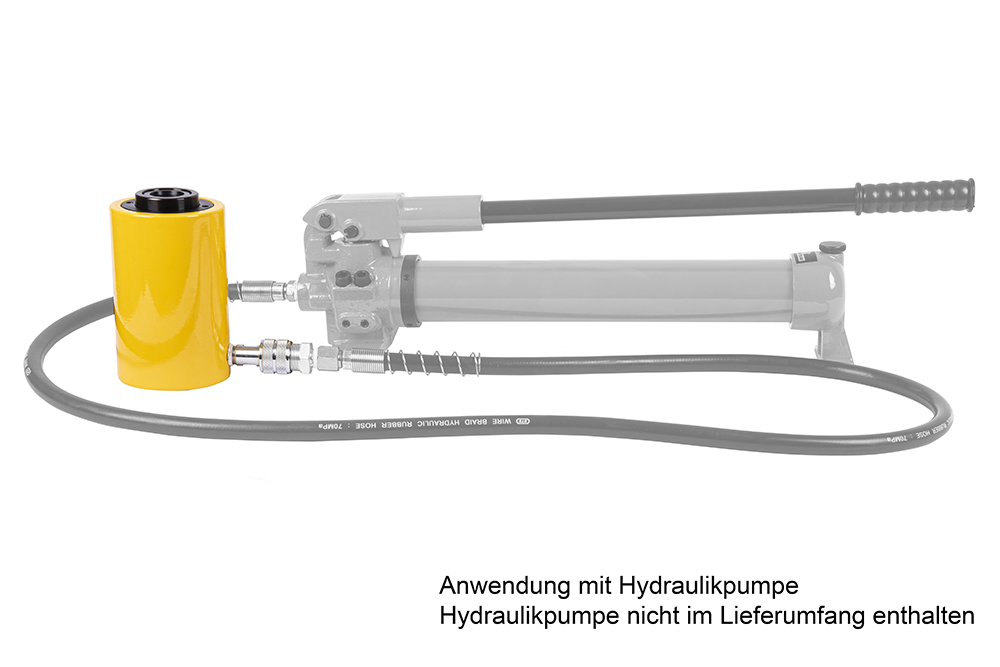 Anwendungsfoto über Anschluss von Hohlkolbenzylinder an Hydraulikpumpe