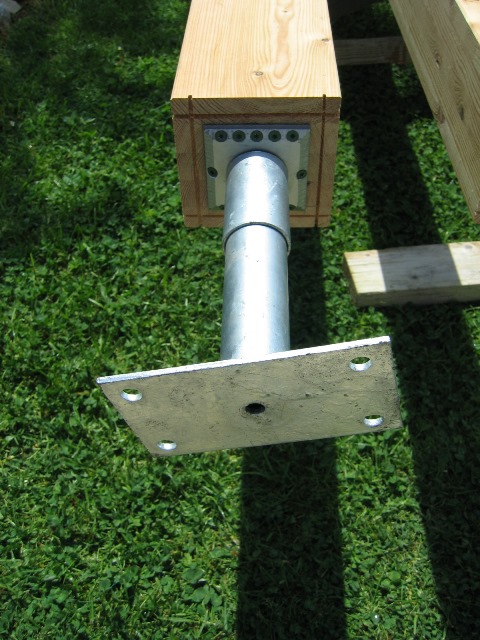 Stützenfuß Vario PS Anwendung Stützenfuß/Pfostenträger Vario PS am Holzpfosten