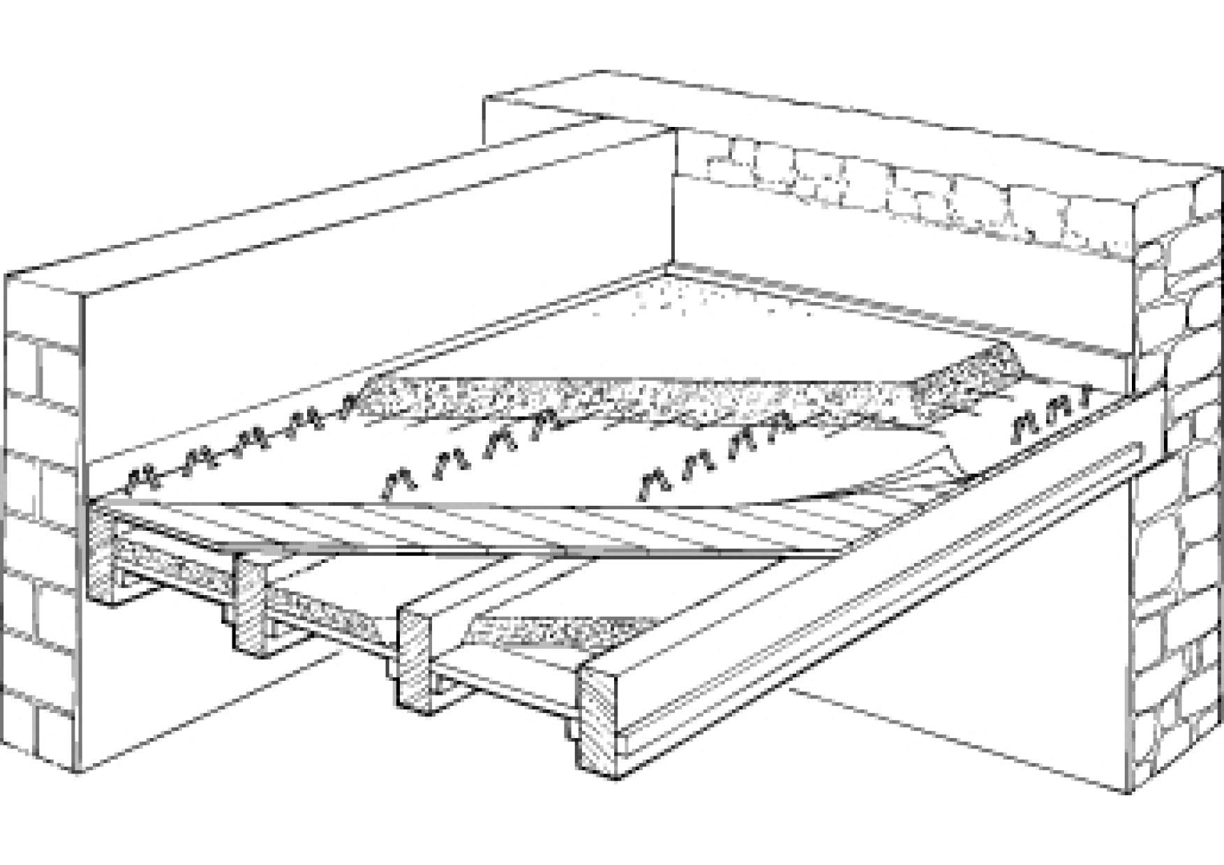 Zeichnung Holzbetonverbund-Schrauben verbinden Holzbalkendecken mit Aufbeton