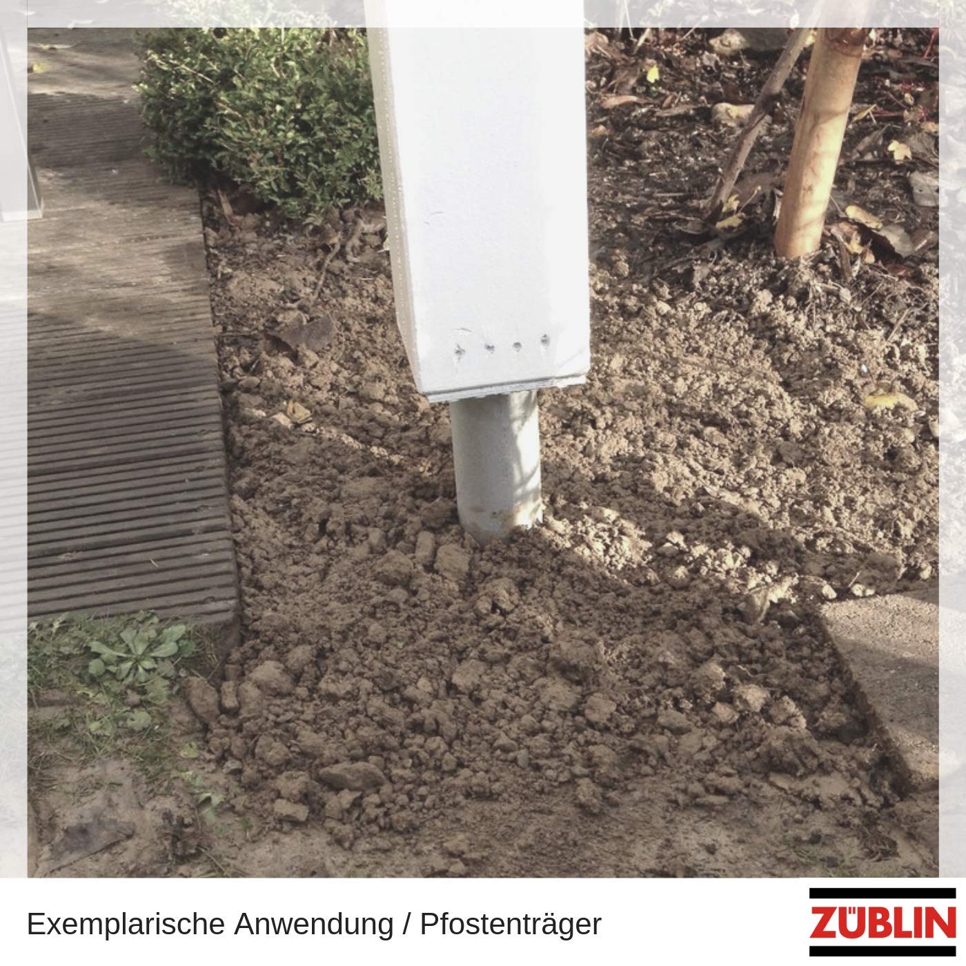 Anwendung Stützenfuß/Pfostenträger PS B 600 mit Pfosten